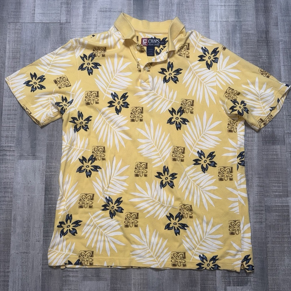 Chaps Ralph Lauren Hawaiian Tropical Collared Golf Shirt Mens Large Polo Cotton